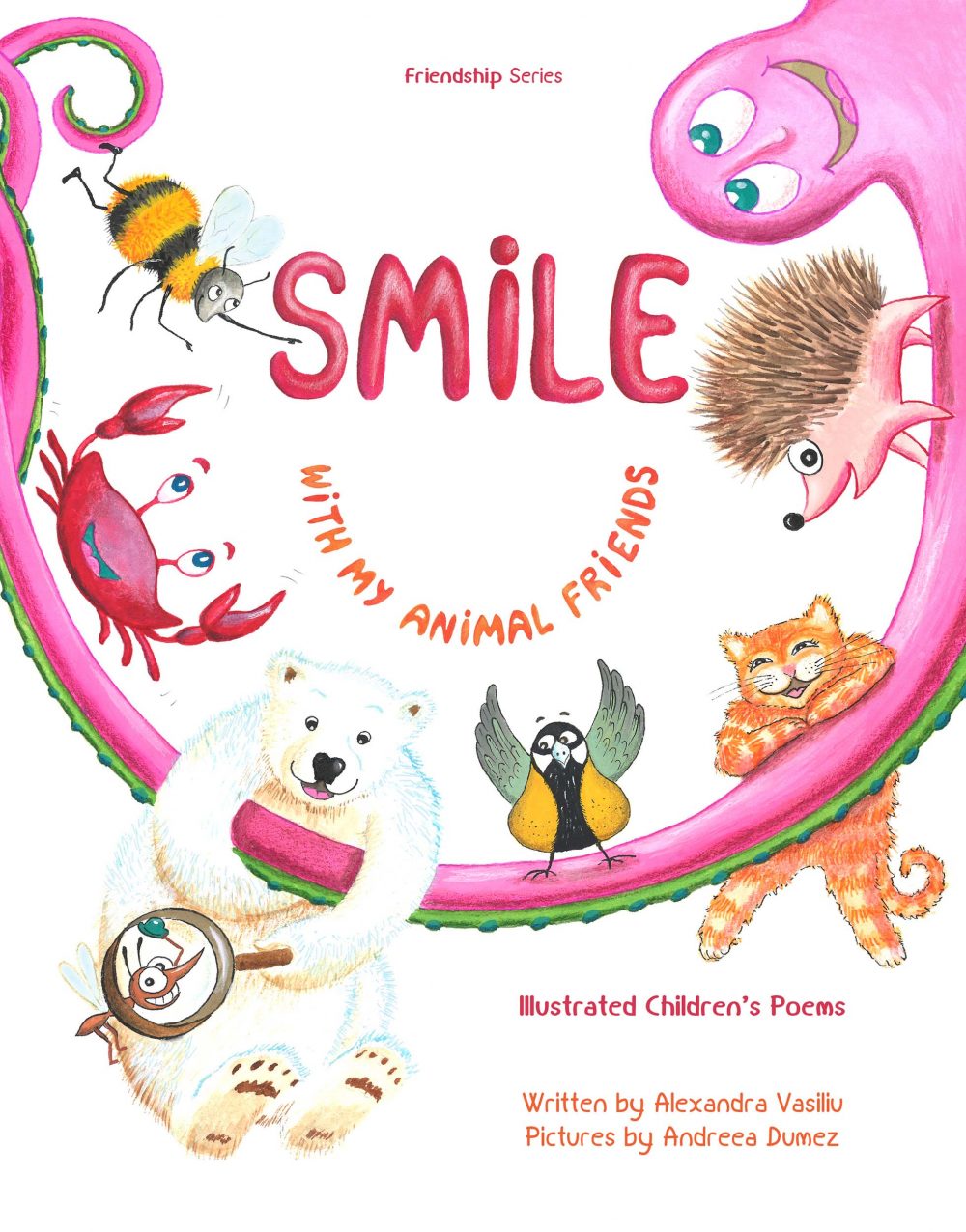 The front cover for the children's book "Smile With My Animal Friends"