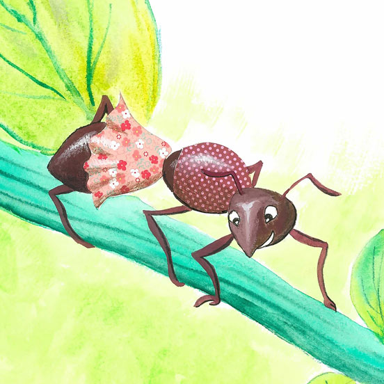 Friendly ant illustration for a children's book