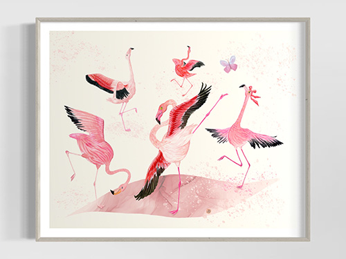 Dancing Flamingos No 6 – Art Print