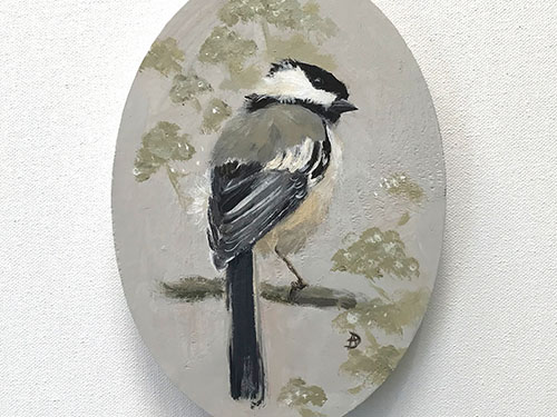 Chickadee No1 – Original Acrylic on Wood Painting
