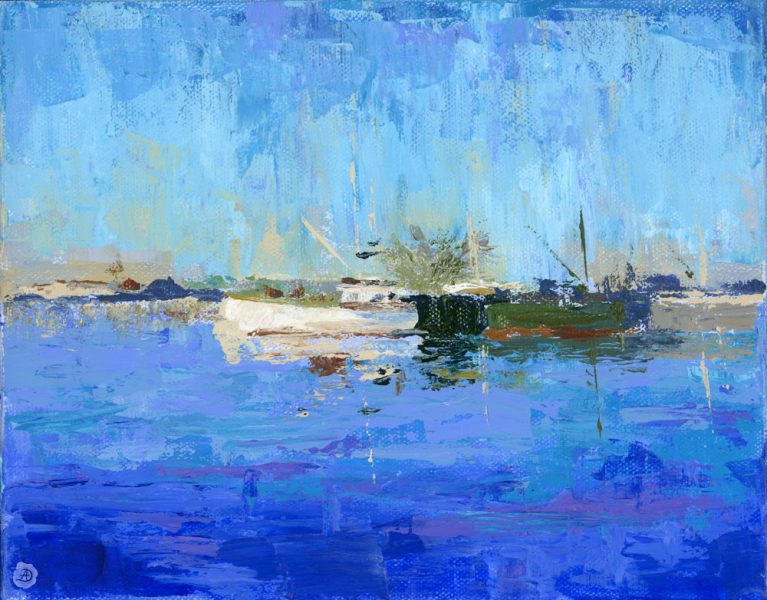 Painting of boats on the Piscataqua River.