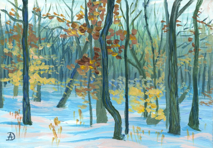 Winter Landscape Painting by Andreea Dumez