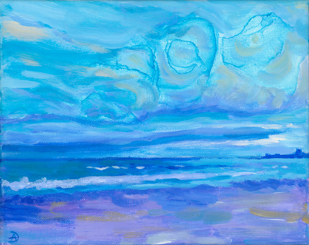 Painting of Jenness beach in Rye, NH