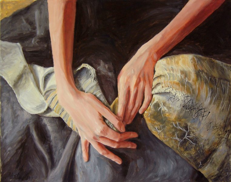 Hands and scarf painting